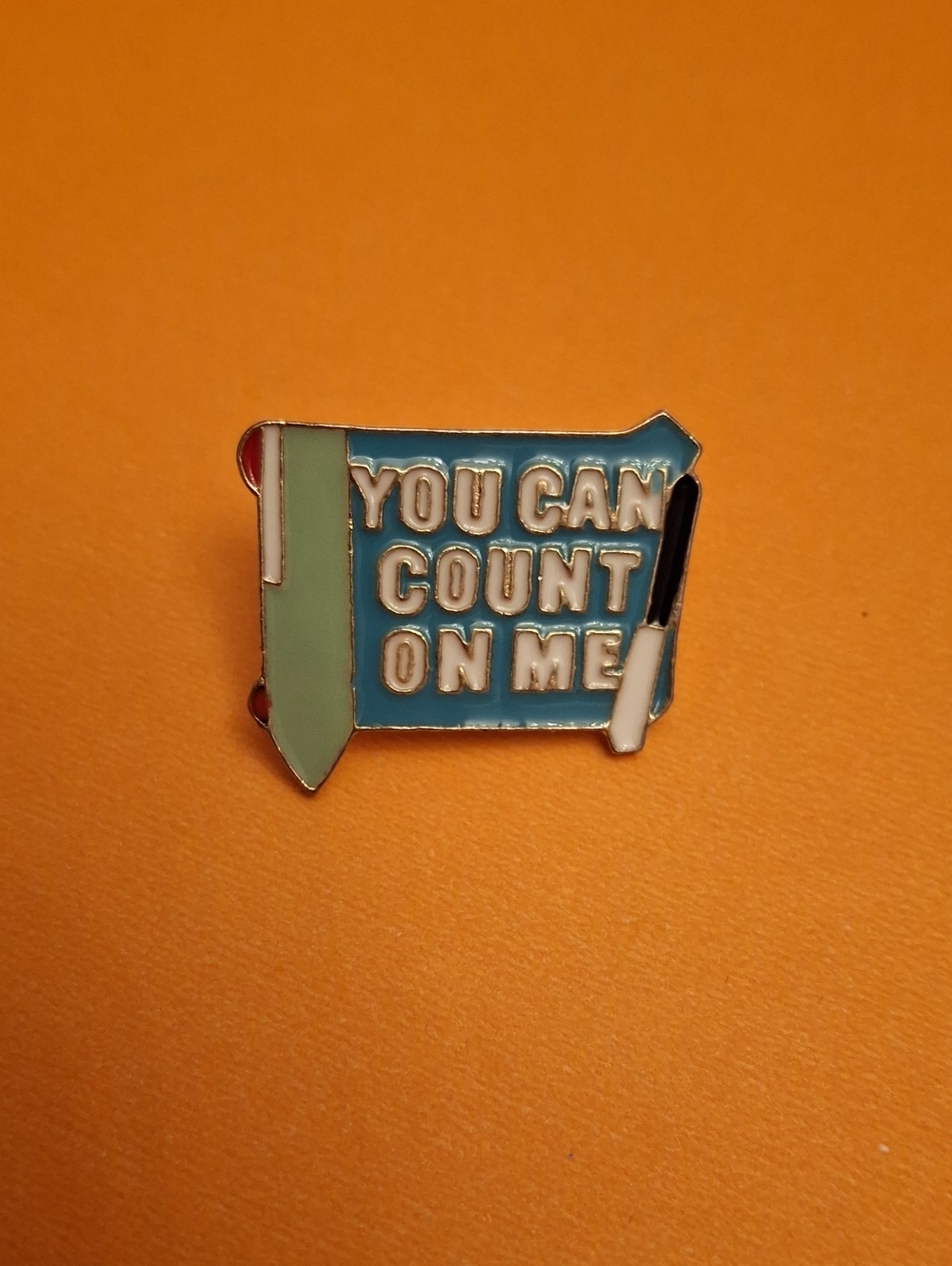 You Can Count On Me Pharmacy Counting Tray Enamel Tack Pin - Blue & Mint New